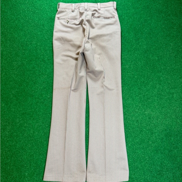 Vintage 70s Flare Bell Bottom Checkered Striped Mens 30x32 Talon Disco Pants - Picture 2 of 11